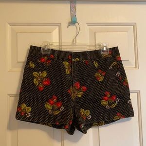 Black shorts with strawberry detailing